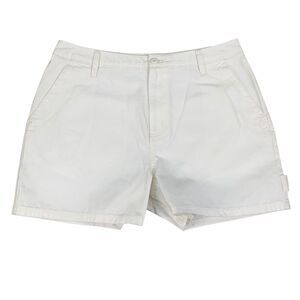 Vans Shorts Womens 30 White Cotton High Rise Ground Work Logo Pocket Zip Fly